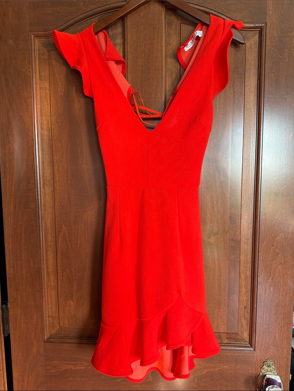 Hello Molly Red V-Neck Ruffle Mini Dress